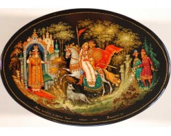 Лаковая миниатюра "Иван царевич и серый волк"