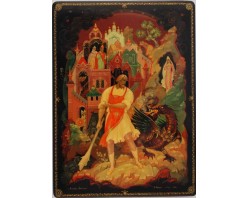 Лаковая миниатюра "Никита Кожемяка"