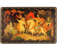 Лаковая миниатюра "Алеша попович и Калика"