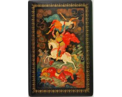 Лаковая миниатюра "Поединок Рогдая с Форламом"