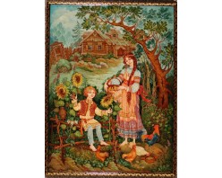 Лаковая миниатюра "Сестрица Аленушка и братец Иванушка"