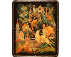 Лаковая миниатюра "Сказка о Иване царевиче и сером волке"