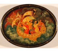 Лаковая миниатюра "Ветер по морю гуляет"