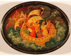 Лаковая миниатюра "Ветер по морю гуляет"