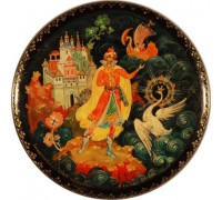 Лаковая миниатюра "Князь Гвидон и царь лебедь"