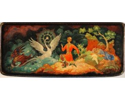 Лаковая миниатюра "Князь Гвидон и царевна лебель"