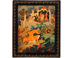 Лаковая миниатюра "Сказка о рыбаке и золотой рыбке"