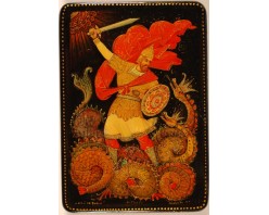 Лаковая миниатюра "Бой со змеем"