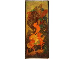 Лаковая миниатюра "Илья Муромец и Святогор"