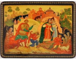 Лаковая миниатюра "Илья Муромец и Соловей разбойник"