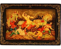 Лаковая миниатюра "Микула Селянинович с разбойниками"