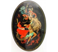 Лаковая миниатюра "Бой Руслана с Черномором"