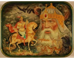 Лаковая миниатюра "Руслан и голова"