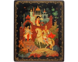 Лаковая миниатюра "Ратмир у волшебного замка"