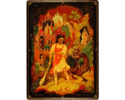 Лаковая миниатюра "Никита Кожемяка"