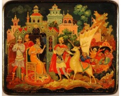 Лаковая миниатюра "Златорогий олень"