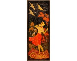 Лаковая миниатюра "Журавли"