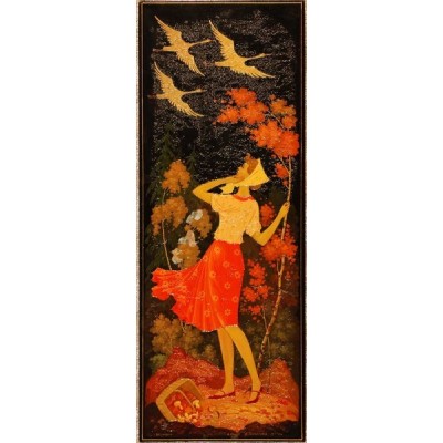 Лаковая миниатюра "Журавли"