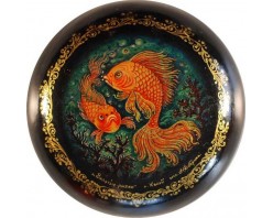 Лаковая миниатюра "Золотые рыбки"