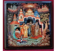 Лаковая миниатюра "Александр Невский принимает скиму"