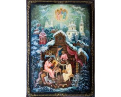 Лаковая миниатюра "Иконописцы Холуя"