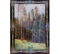 Лаковая миниатюра "Лес с горы"