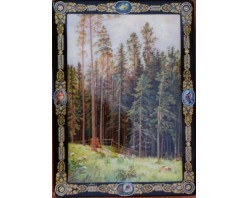 Лаковая миниатюра "Лес с горы"