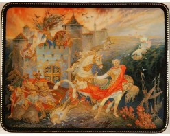 Лаковая миниатюра "Глеб Володьевич и Маринка Колдаевна"