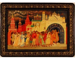 Лаковая миниатюра "Гости Москвы"