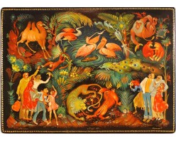 Лаковая миниатюра "В зоопарке"