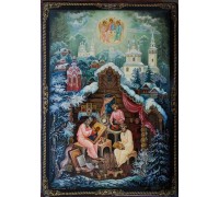 Лаковая миниатюра "Иконописцы в Холуе"