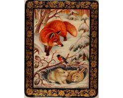 Лаковая миниатюра "Лиса на охоте"