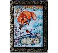 Лаковая миниатюра "Лиса на охоте"