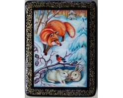 Лаковая миниатюра "Лиса на охоте"