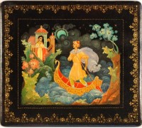 Лаковая миниатюра "Меж крутых бережков"