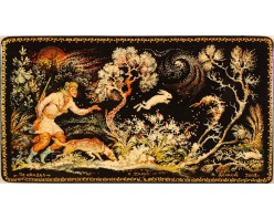 Лаковая миниатюра "Охотники на привале"