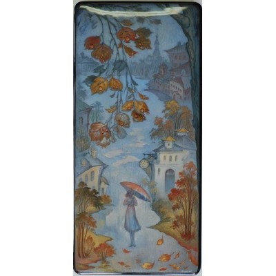 Лаковая миниатюра "Осенняя улица"