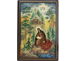 Лаковая миниатюра "Сергий Радонежский чудотворец"