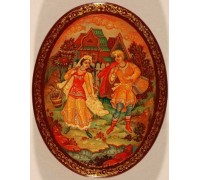 Лаковая миниатюра "Шла девица за водой"