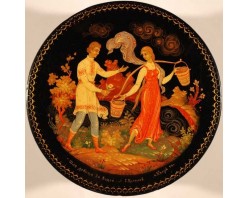 Лаковая миниатюра "Шла девица за водой"