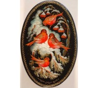 Лаковая миниатюра "Снегири"