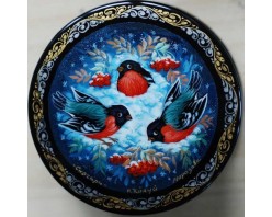 Лаковая миниатюра "Снегири"