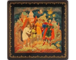 Лаковая миниатюра "Старик и трое молодых"