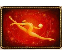 Лаковая миниатюра "Танец с мячом"