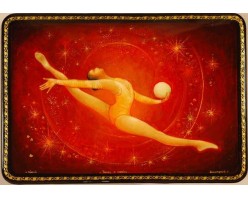 Лаковая миниатюра "Танец с мячом"