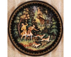 Лаковая миниатюра "Тарелка На лося"