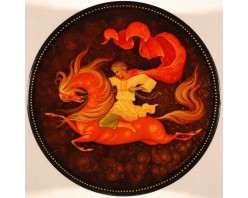 Лаковая миниатюра "Укрощение коня"