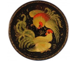 Лаковая миниатюра "Бой петухов"