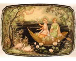 Лаковая миниатюра "Вечерок на озере"