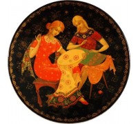 Лаковая миниатюра "Вышивальщицы"